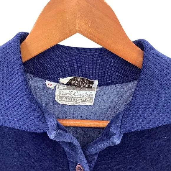 Lacoste Women's Blue Velour Polo Long Sleeve Dress Size 14 - Picture 4 of 6